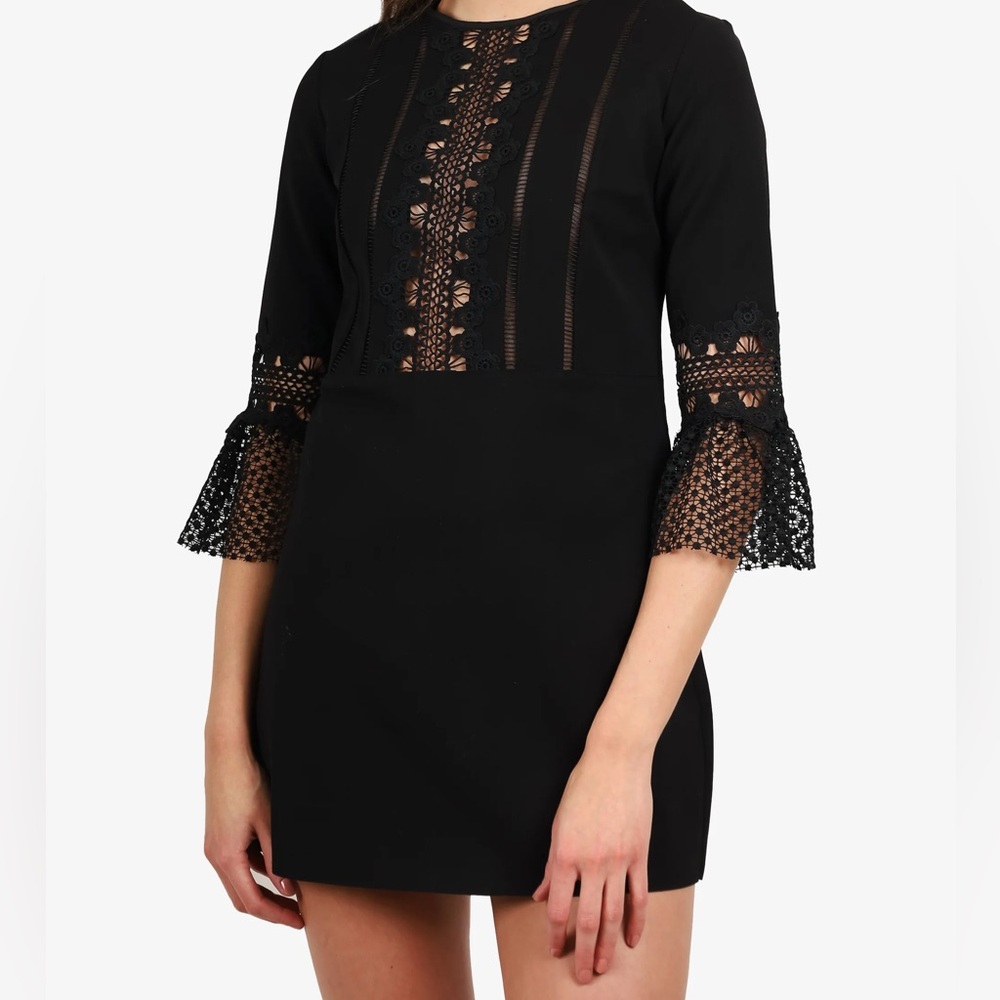 Self-Portrait lace Trim dress with flounced sleeves